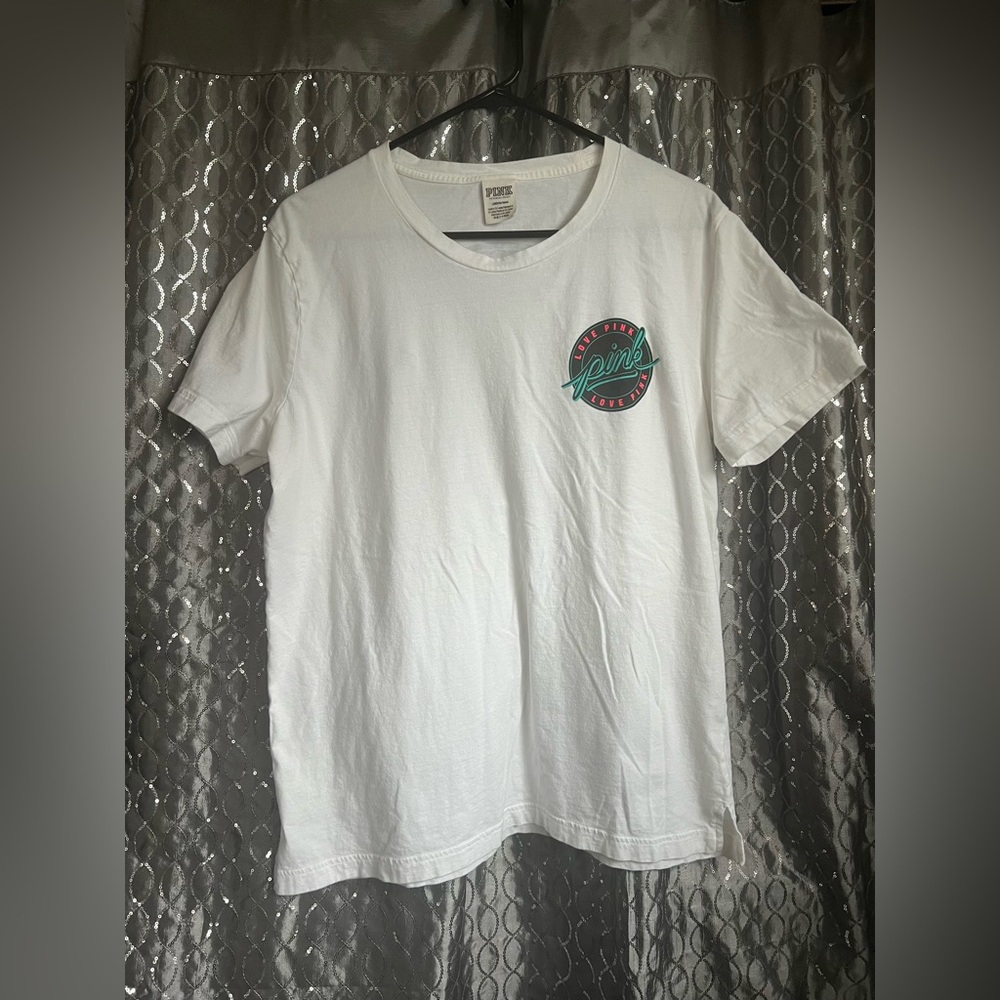 Pink Victoria’s Secret Women’s White T Shirt Size L